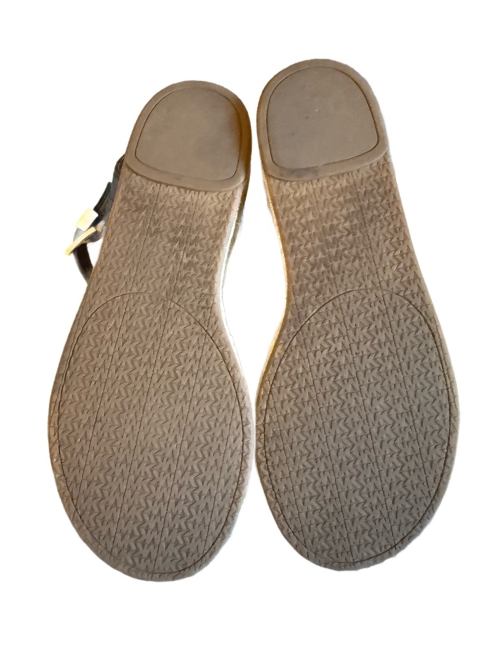 Michael Kors Black Leather Espadrille Wedge Sandals with Gold MK Buckle - Picture 5 of 6